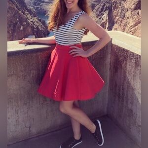 Stripe and coral dress